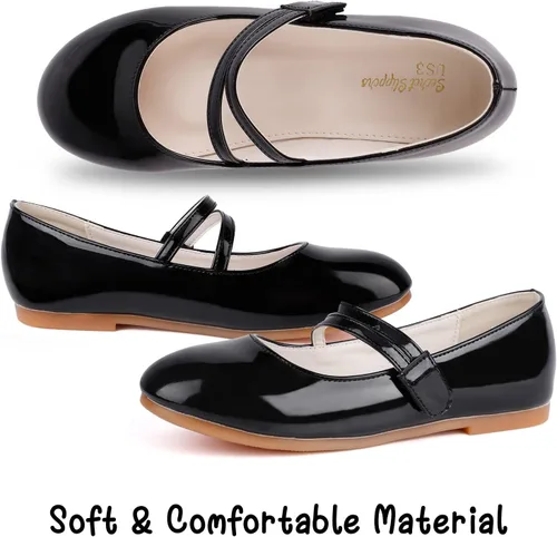 Vista 3 de MEJORMEN Zapatos de vestir de bailarina Mary Jane para niñas, zapatos de ballet de princesa para niñas, zapatos de niña de las flores para boda