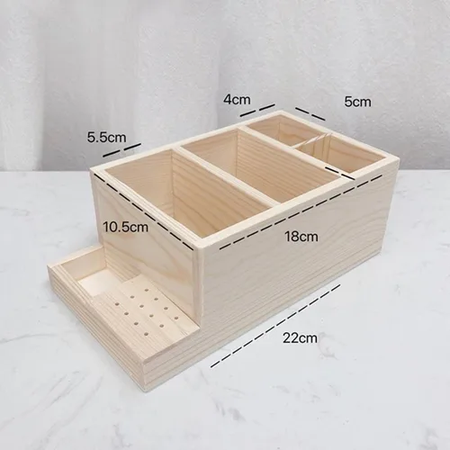 Vista 3 de Esquirla Brocas de madera para taladro de uñas, soporte de madera para práctica de uñas en el hogar, contenedor de caja de exhibición de bricolaje