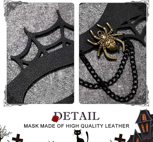 Vista 4 de Nicute Máscara de cuero negro para mujer, máscara de calavera para mascarada, máscaras faciales de flores, máscara de Halloween, fiesta de cosplay