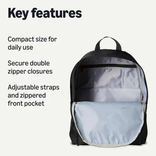 Vista 2 de Amazon Basics Mochila para la escuela, viajes, estudio con correas acolchadas ajustables para el hombro, compartimento espacioso, bolsillos