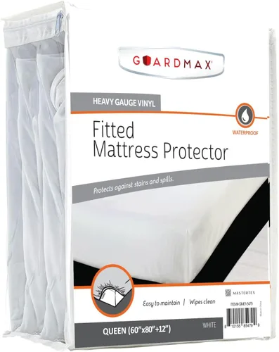Vista 9 de GuardMax Protector de colchón de vinilo de calibre pesado tamaño King - Funda de colchón impermeable y a prueba de polvo con bolsillos elásticos