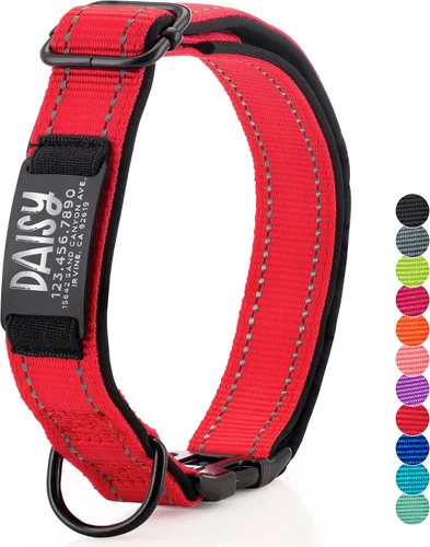 Vista 14 de ACTUALIZADO - Collares de perro personalizados y placa de identificación grabada, collar de perro de nailon reflectante, personalizable en 11