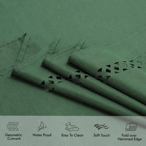 Vista 4 de MIULEE Army Green Rectangle Tablecloth with Decorative Cutouts 60x84 Inch Waterproof Stain Resistant & Shrink-Proof Table Cloth, Farmhouse