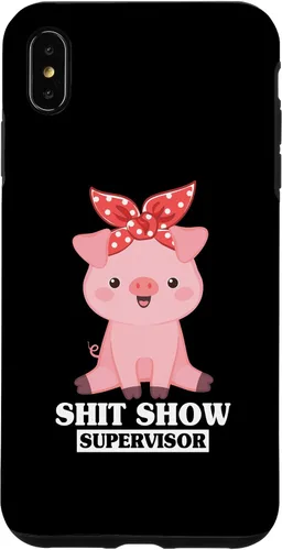 Vista 7 de Funda para iPhone 14 Humor Shit Show Supervisor Pig Shitshow Supervisor