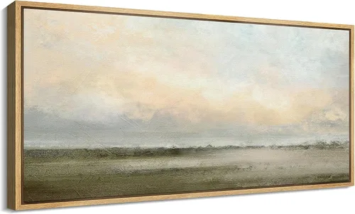 Vista 69 de SIGNFORD Lienzo enmarcado extragrande para pared, diseño de flores silvestres, paisaje, campo escénico con flores florecientes, ilustraciones