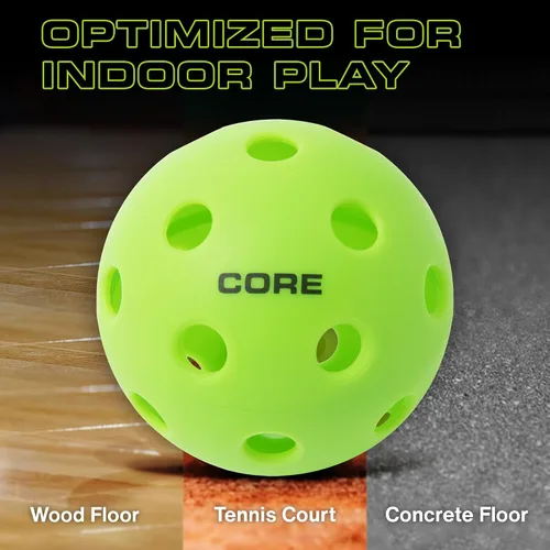 Vista 5 de CORE Pickleball- Indoor Pickleball Balls Professional Durabilty, Easy to See, Consistent Bouce Pickleballs with 26 Holes