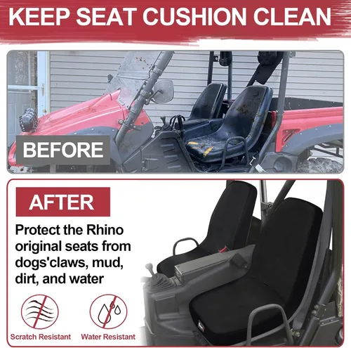 Vista 5 de StarknightMT UTV Rhino Fundas de Asiento Resistentes al Agua Fundas de Asiento Compatibles con Rhino 700 660 450 2004-2021 Tela 1680D Negro