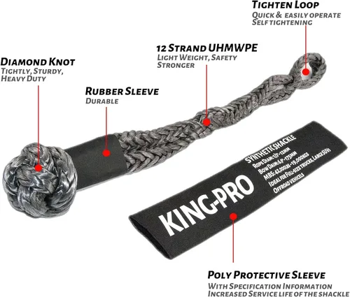 Vista 2 de KING-PRO Grillete suave sintético de 1/2 x 24 pulgadas, grillete suave, 42,000 libras, resistencia a la rotura, grillete de cuerda de recuperación