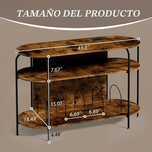 Vista 2 de Faesun - Soporte para tocadiscos con almacenamiento de vinilo, armario grande de almacenamiento de discos de madera con capacidad para más de 200