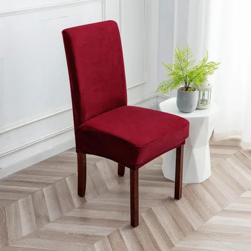 Vista 9 de Fundas de terciopelo para sillas de comedor, fundas elásticas de felpa para sillas altas, fundas protectoras de asiento lavables, fundas para sillas