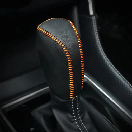 Vista 10 de Cubierta de Cuero para Pomos de Palanca de Cambios de Automóvil, Cubierta de Mango de Engranaje de Palanca de Cambios para Subaru Crosstrek/Impreza