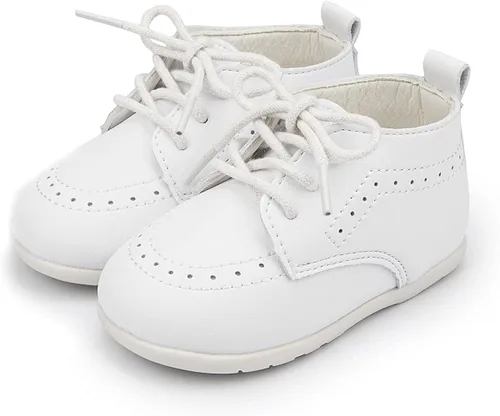Vista 3 de Sawimlgy Zapatos Oxford de cuero suave de primera calidad para bebés y niñas, zapatos de boda con suela de goma resistente, impermeables