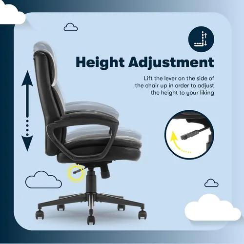 Vista 5 de Serta Comfort Ergo - Silla de oficina ejecutiva, diseño ergonómico de respaldo medio con soporte lumbar, cojín de asiento de doble capa semipelado