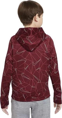 Vista 2 de Nike Sudadera con capucha estampada Therma-FIT para niños grandes remolacha oscurablanco L