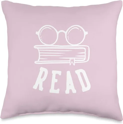 Vista 4 de Read Book Readers Books Reader Glasses Pink Throw Pillow