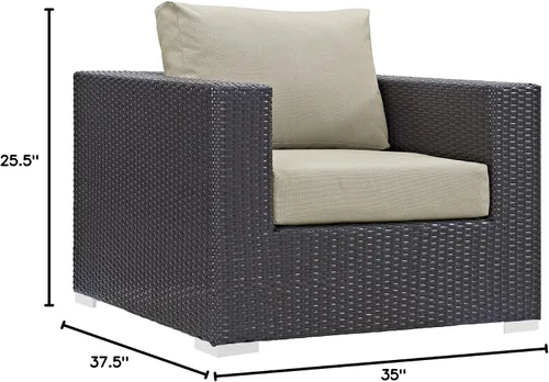 Vista 3 de Modway Sillón de mimbre para patio al aire libre Convene en color beige espresso