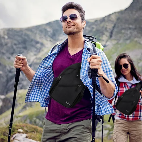 Vista 9 de MAYLISACC Mochila bandolera, bolsa cruzada de hombro para hombres y mujeres, mochila casual, bolsa de pecho para exteriores, Negro