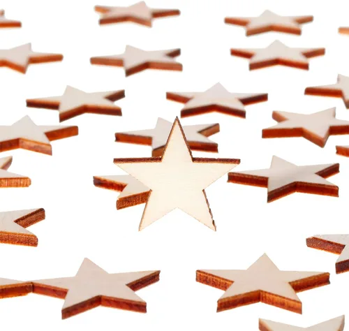 Vista 6 de Gejoy 500 piezas de estrellas de madera sin terminar recortes de madera, 1