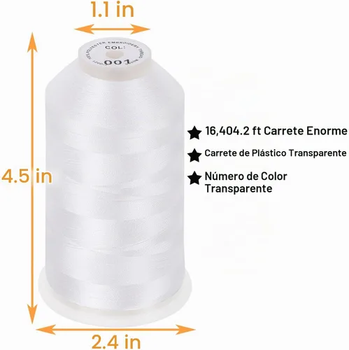 Vista 2 de New brothread - 2 bobinas enormes de 5000 m cada una de hilo de poliéster para máquina de bordar 40WT para máquinas comerciales y domésticas