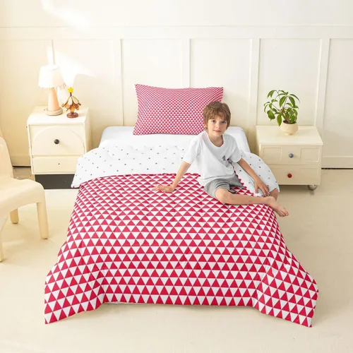 Vista 4 de Manfei Geometric Triangle Twin Size Bedding Set with 1 Pillowcase - Triangles Bedding Set for Kids Boys Girls Bedroom,Modern Simple 2 Pieces All