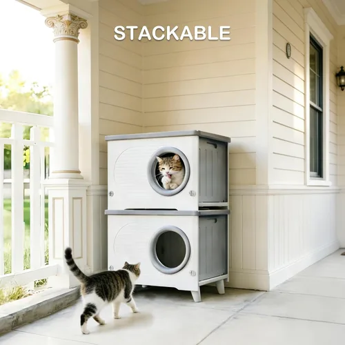 Vista 12 de Casas de gatos resistentes a la intemperie para gatos al aire libre