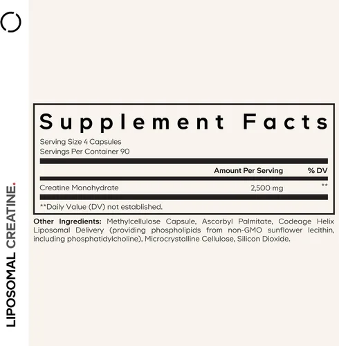 Vista 2 de Codeage Suplemento de monohidrato de creatina liposomal, creatina pura de 2500 mg – suministro de 3 meses, micronizada, músculos de creatinina