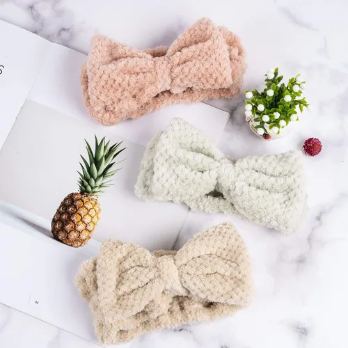 Vista 6 de Whaline Paquete de 6 diademas de spa con diseño de pelerina con lazo elástico para yoga, maquillaje, diadema suave y esponjosa, banda