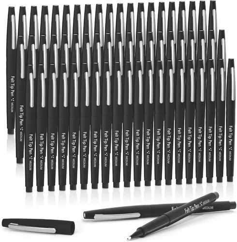 Vista 14 de Lelix Bolígrafos de punta de fieltro, paquete negro de 15 unidades, punta media de 0.7mm, marcadores de punta de fieltro para diario, escritura
