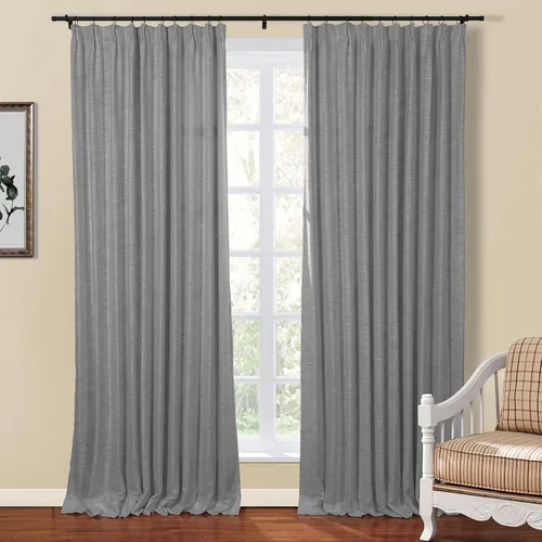 Vista 24 de TWOPAGES Cortina de Pliegues Pellizco Beige para Sala de Estar de 84 Pulgadas de Largo, Panel de Cortina de Ventana de Doble Capa Oscurecedora