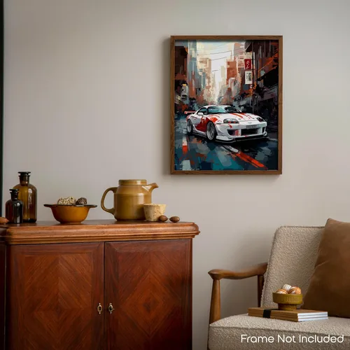 Vista 6 de Inspirational Wall Art Co. - Póster de Toyota Supra 1994 - Póster de automóvil para habitación de niños - Decoración de pared de coche - Decoración