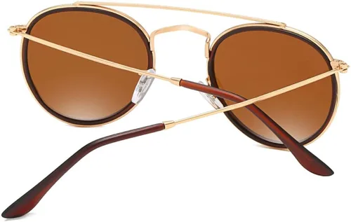 Vista 4 de ZLJSHIHOI -Gafas de sol polarizadas redondas para mujer - Gafas de sol unisex de doble puente