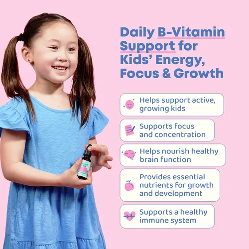 Vista 5 de JoySpring Burst B12 Drops - Complejo de vitamina B para niños con suplemento de metil B12 para apoyar el crecimiento y desarrollo saludables, gotas
