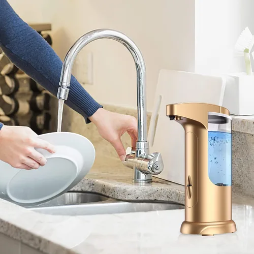 Vista 7 de Dispensador de jabón automático sin contacto de 12.5 onzas, dispensador automático de jabón líquido para manos, funciona con pilas, volumen