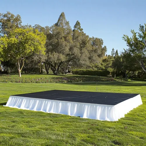 Vista 14 de Efavormart - Cubierta de escenario plegable de poliéster para plataforma de boda, color negro, 16 pulgadas x 10 pies