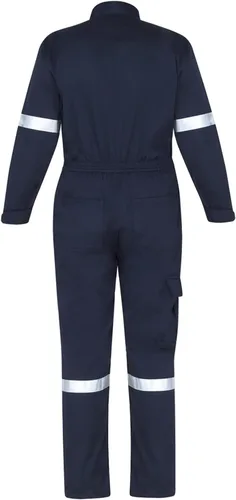 Vista 6 de Lazzar Overol industrial unisex de manga larga resistente Cinta reflectante gris Material de algodón y poliéster Mujer-hombre