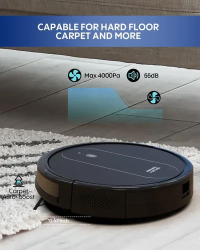 Vista 9 de Robot aspirador y trapeador 3 en 1, 4000 Pa, aspirador robot de succión fuerte, navegación inteligente, control Alexa/aplicación, cepillo central