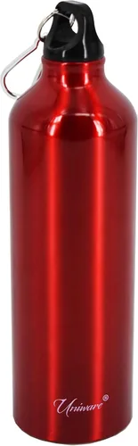 Vista 4 de Uniware Botella de agua deportiva de aluminio con tapón de rosca negro, 25.4 fl oz Azul