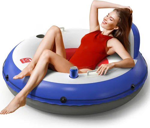 Vista 10 de QPAU River Tube, 0.4 mm Thick River Floats for Adults A-Azul oscuro 02