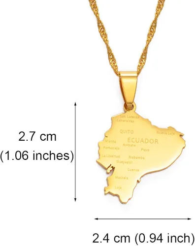 Vista 2 de DUSHOULIAN Collar de mapa para mujer - Collares con colgante de mapa de Ecuador - Encanto étnico africano, 45cm