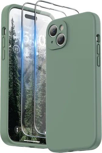 Vista 19 de SURPHY Funda diseñada para iPhone 15 Plus con protector de pantalla y cordón, correa de teléfono y funda de silicona líquida para teléfono
