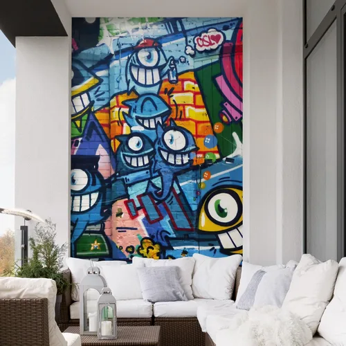 Vista 34 de SIGNFORD - Papel tapiz de colorido diseño de graffiti, removible para dormitorio o sala de estar, 66 x 96 pulgadas Graffiti1-2001-y09