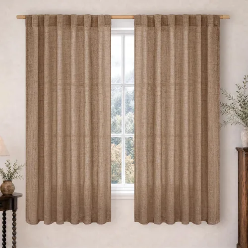 Vista 36 de BGment Cortinas cortas de lino marfil de 36 pulgadas de largo para ventanas de cocina, pequeñas cortinas texturizadas rústicas para café sobre