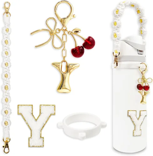 Vista 131 de Letter Handle Strap Accessories with Cute Initial Charm Compatible with Owala Water Bottle 24oz 32oz 40oz Owala Kids