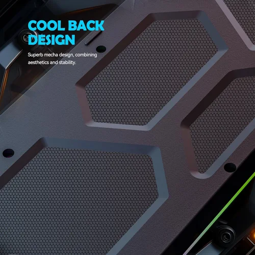 Vista 5 de Teclado para juegos con cable, teclado iluminado RGB con reposamuñecas, panel de metal de 104 teclas retroiluminado con arco iris