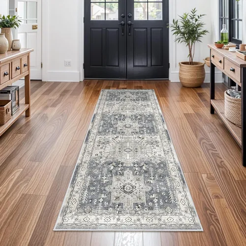 Vista 66 de YOUFORTONG Alfombra Lavable de 2 x 3 Pulgadas para Entrada: Alfombra Antideslizante Vintage para Interiores con Respaldo de Goma para Sala de Estar