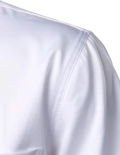 Vista 5 de ZEROYAA Camisa de vestir casual de manga corta con botones y bolsillo para hombre