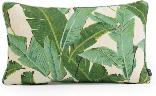 Vista 2 de Hofdeco Juego de 2 fundas decorativas de almohada lumbar de lino y algodón de primera calidad, hojas tropicales, hojas de plátano tropical, 12 x 20