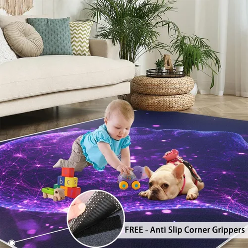 Vista 5 de Cyberpunk Rugs for Bedroom, Neon Head Area Rug, Neon Art Rugs for Living Room, Indoor Non-Slip Rug, Machine Washable Carpet for Front Entrance Floor