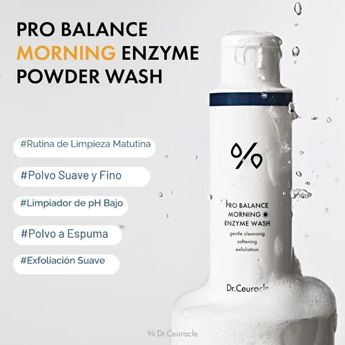 Vista 2 de Dr.Ceuracle Pro Balance Enzyme Powder Face Wash - Jabón facial de enzima natural coreano de día y noche para limpieza profunda de poros, eliminación