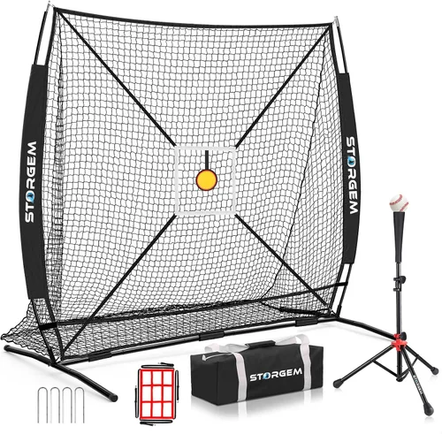 Vista 9 de Storgem 6'X6' Baseball Softball Practice Net, Portable Baseball Net for Batting, Hitting, Pitching and Fielding, Carry Bag, Strike Zone and Batting